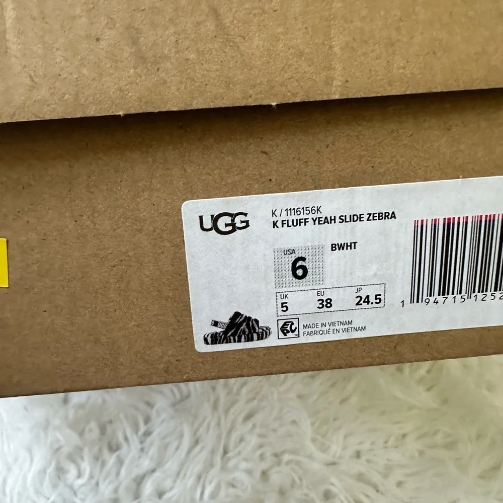 UGG fluff slides zebra